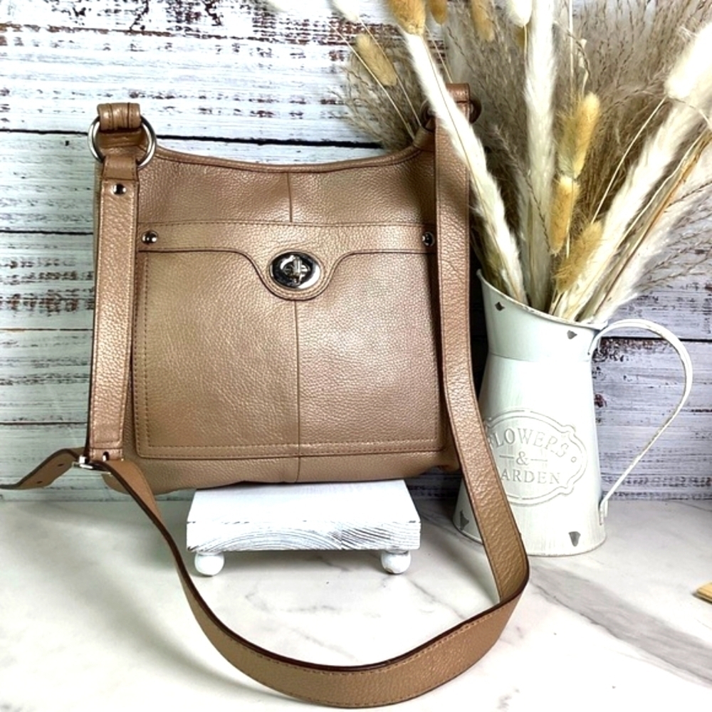 COACH #16533 BAG PENELOPE CHAMPAGNE DUNE TURN LOCK CROSSBODY‎ SHOULDER PURSE GUC